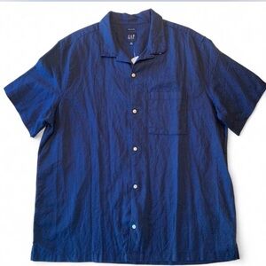 GAP Men's Indigo Camp Collar Button-Down Shirt